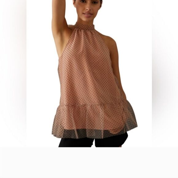 NWT $120 Tulle Polka Dot Anthropologie top - Picture 1 of 9
